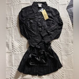 Vintage NWT Lulumari Long Sleeve Collared Mini Dress Size Large